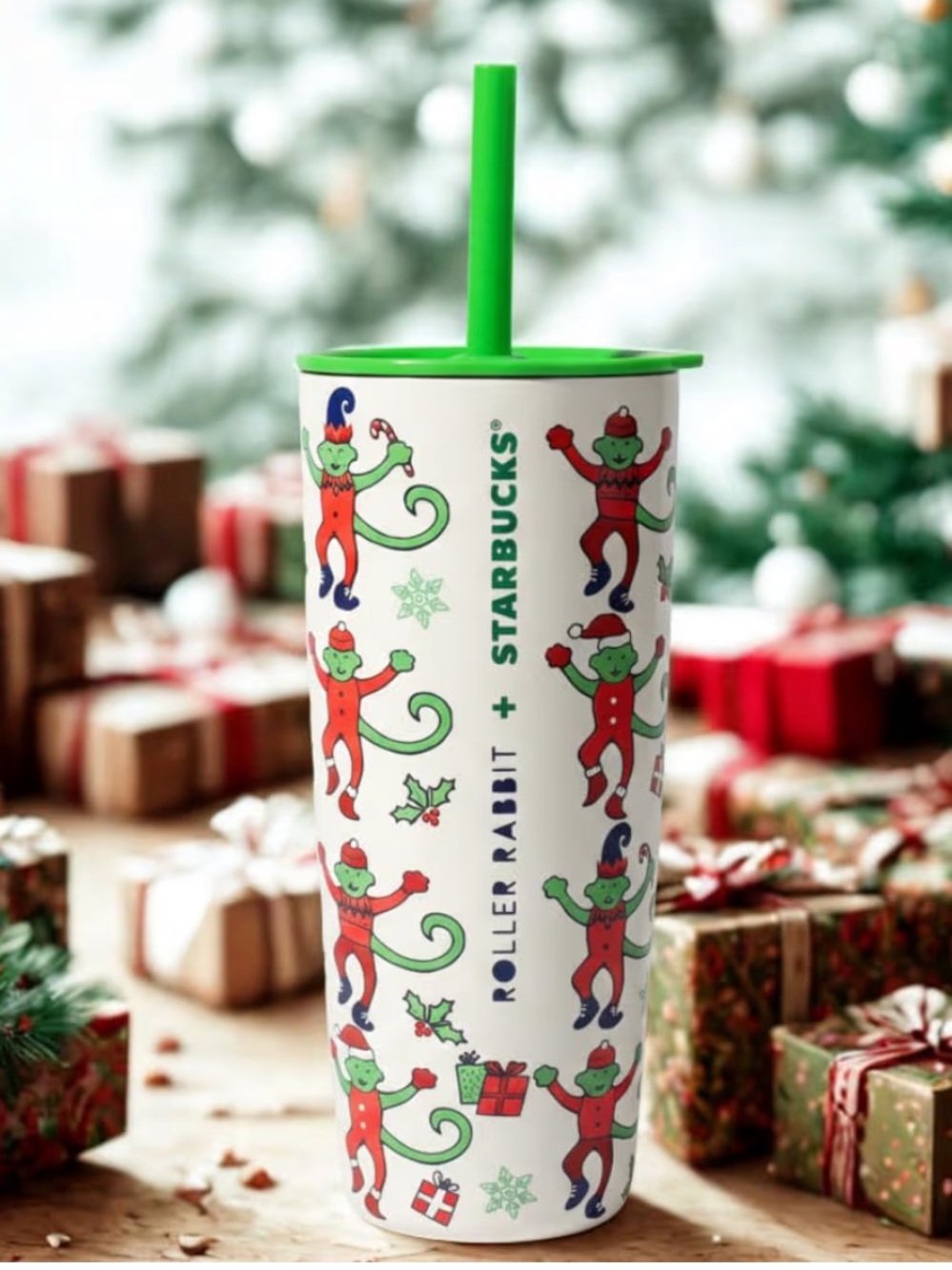 Roller Rabbit + Starbucks Monkey Tumbler
